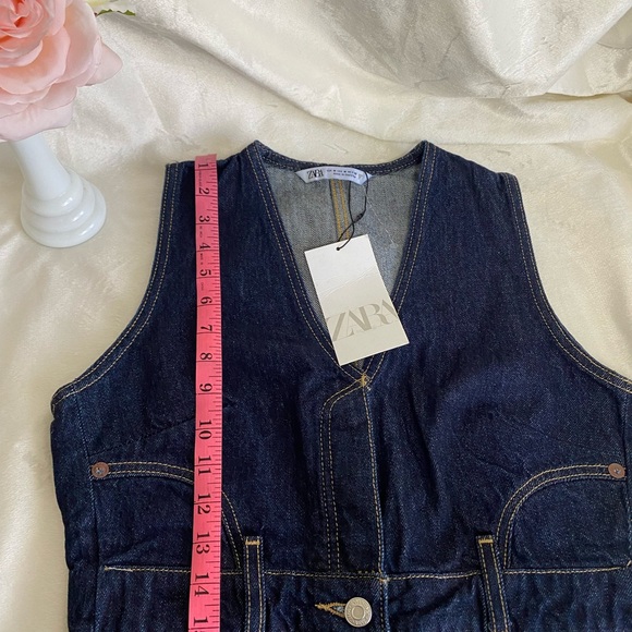 ZARA Dark Blue Denim Vest SIZE M - Picture 10 of 10